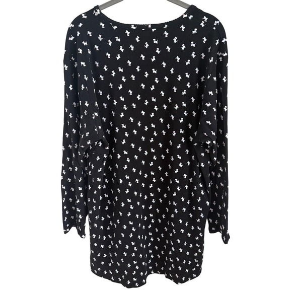 Charter Club 100% Cotton Scottie Dog Sleep Shirt Black White Henley Large - Picture 6 of 6